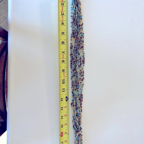 Kenneth Jay Lane Turquoise, White/Beige, Brown Torsade 20" Necklace w/20 Strands - Picture 6 of 6